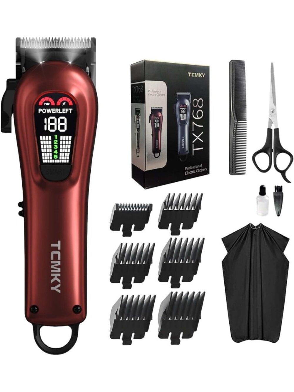 Rechargeable Hair Clippers for Men - Professional Barber Trimmer Kit, Cordless
